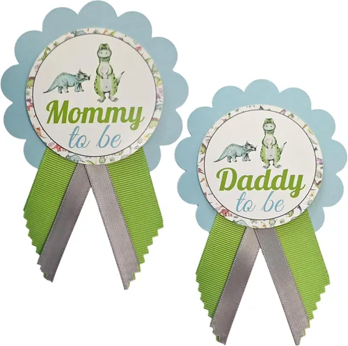 Miniatura 9 de Alfileres de dinosaurio para baby shower para mamá, papá, abuela, familia de la selva, es un espolvoreo de bebé para niño