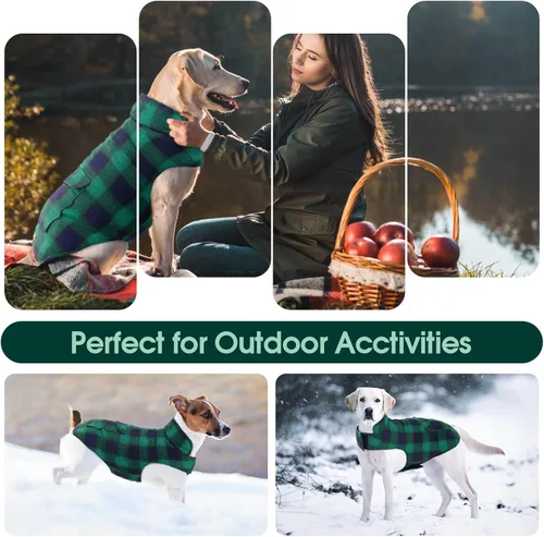 Miniatura 6 de Kuoser - Abrigo de invierno para perro, chaqueta reversible, abrigo cálido de estilo británico, de clima frío, ropa resistente al viento, chaleco