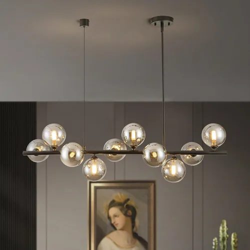 Miniatura 8 de Candelabros lineales para comedor de 10 luces, lámpara lineal moderna Sputnik, lámpara de techo Sputnik, luces de isla de 40 pulgadas para cocina