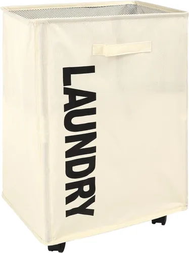 Surblue Cesta para la ropa sucia delgada con ruedas, cesta plegable para la ropa sucia con asa, contenedores de almacenamiento en las esquinas del