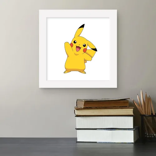 Miniatura 5 de Trends International Gallery Pops Pokemon - Pikachu Waving Pose - Arte de pared, versión enmarcada blanca, 12 x 12 pulgadas Versión enmarcada