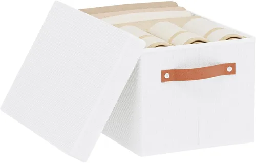 Miniatura 18 de Contenedor de almacenamiento plegable, caja de almacenamiento de 10.2 x 7.8 x 6.7 pulgadas con tapa, organizador de armario para organizar con asas