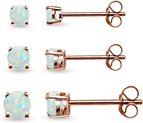 Miniatura 4 de Aretes de tuerca para mujer, aretes de piedra natal, piedra preciosa genuina o sintética, juego de aretes redondos de 0.118 a 0.197 pulgadas, juego