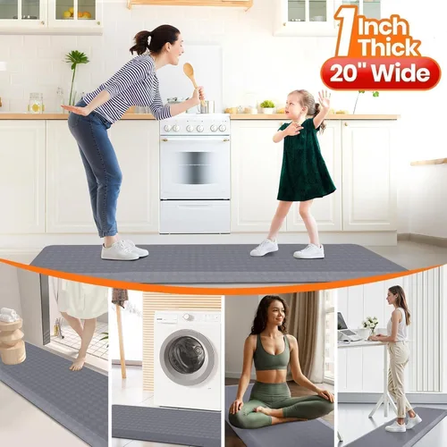 Miniatura 6 de StepRite Tapetes de cocina de 1 pulgada de grosor para el piso, alfombras de cocina antifatiga, antideslizantes, alfombra de cocina impermeable