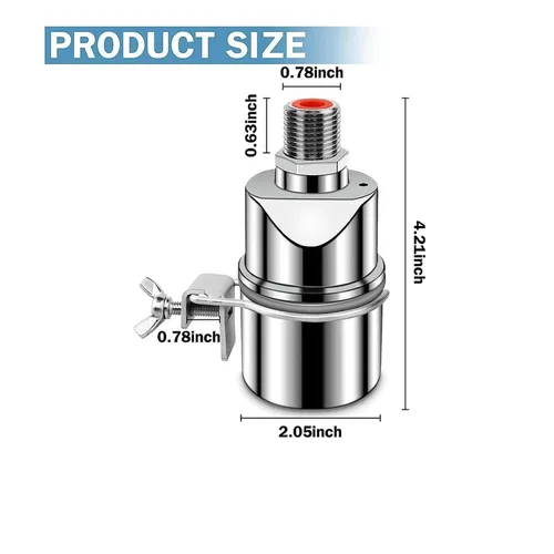 Miniatura 4 de Automatic Water Level Control Valve 1/2 Inch Stainless Steel Float Ball for Tank Swimming Pool Straight with Clip