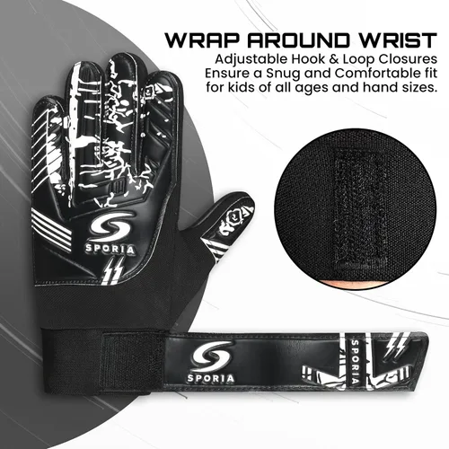 Miniatura 2 de SPORIA Guantes de portero para jóvenes con doble protección para la muñeca, guantes de fútbol para niños, material de látex antideslizante, guantes