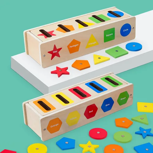Miniatura 2 de Montessori para niños pequeños, caja magnética de clasificación de formas de color, juguetes de aprendizaje temprano, juguete educativo de madera