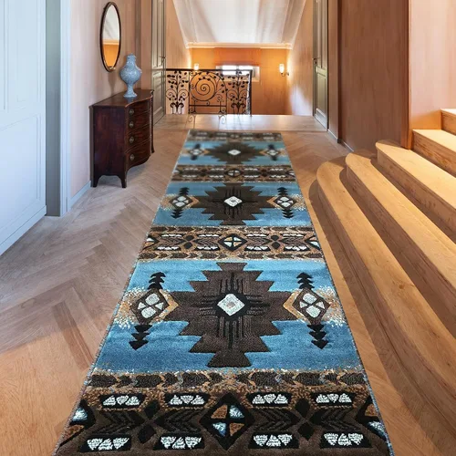 Miniatura 7 de YHSF South West - alfombra estilo nativo americano del suroeste C318 - fácil de limpiar, gruesa, suave, duradera, alfombra inspirada en tribus