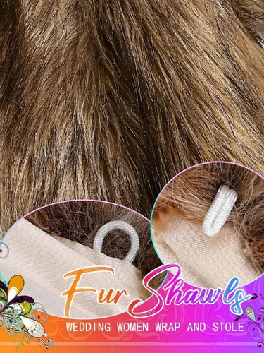Miniatura 4 de Aukmla Bufanda de piel de boda para mujer con broche de diamantes de imitación para novia y damas de honor