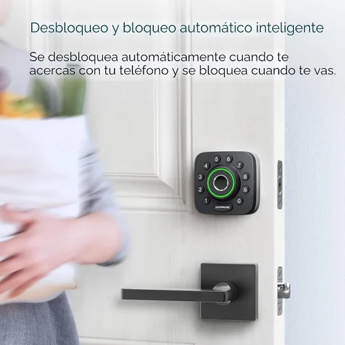 Miniatura 5 de ULTRALOQ Smart Lock U-Bolt Pro, 6 en 1 Cerradura de puerta de entrada sin llave con Bluetooth, huella digital biométrica y teclado, puerta de Negro