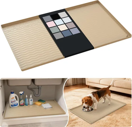 Miniatura 14 de URMONA Tapete de silicona impermeable para debajo del fregadero, 34 x 22 pulgadas, forro para estante de cocina y baño, protector de gabinetes