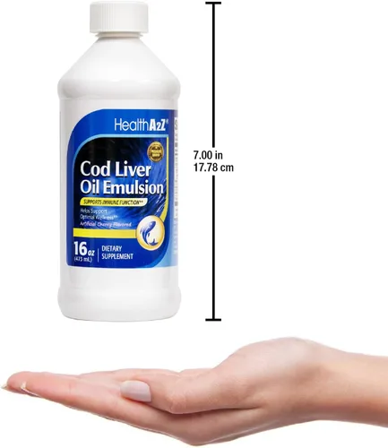 Miniatura 4 de HealthA2Z® Aceite de hígado de bacalao con vitaminas A, D y E, apoya el sistema inmunológico, corazón saludable*, cerebro*, articulaciones* y salud