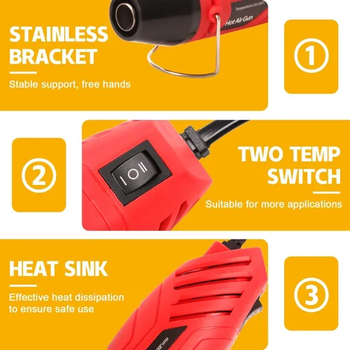 Miniatura 4 de LDK Mini pistola de calor, 4.9 pies, 300 W, doble temperatura, 392 ℉ y 662 ℉ pistola de aire caliente para envoltura retráctil, resina epoxi