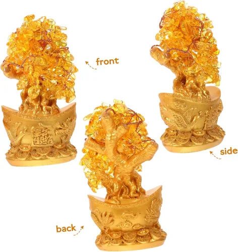 Miniatura 7 de LIFKOME Estatua única del árbol de la suerte del árbol del dinero del arte del cristal del adorno de la suerte para el regalo de la decoración china