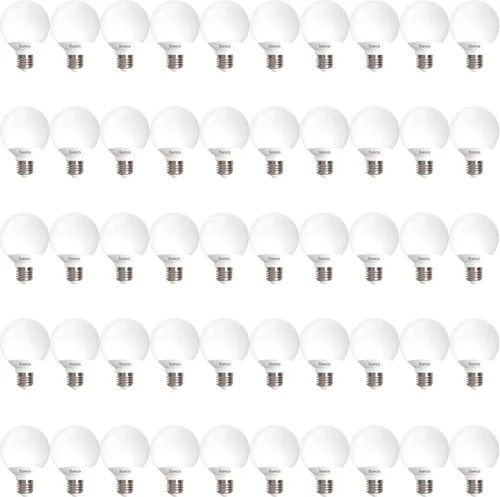 Sunco - Paquete de 50 bombillas LED G25, bombilla de baño con globo de tocador, 450 LM, 2700 K blanco suave, 6 W (equivalente a 40 W), bombilla