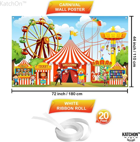 Miniatura 2 de KatchOn, Fondo de carnaval extragrande para juegos de carnaval - 72 x 44 pulgadas Decoraciones de fiesta temática de carnaval Decoraciones