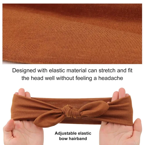 Miniatura 6 de DRESHOW 8 unidades de diademas ajustables con nudos antideslizantes elásticas, bandas de pelo de yoga para mujeres y niñas en colores sólidos