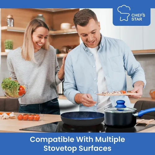 Miniatura 6 de Juego de utensilios de cocina, 11 piezas, ollas y sartenes para cocinar, antiadherentes, apto para lavavajillas y utensilios de cocina, por Halter
