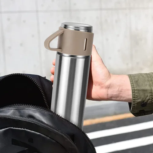 Miniatura 6 de Botella térmica de café, taza de viaje de acero inoxidable aislada al vacío, botella aislada de 16 onzas con taza para bebidas calientes y frías