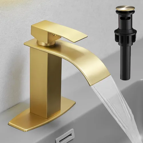 Miniatura 12 de Hoimpro Grifo de Baño en Cascada con Líneas de Suministro cUPC, Grifo de Lavabo de Baño de Una Sola Manija, Grifo de Tocador Vessel para RV