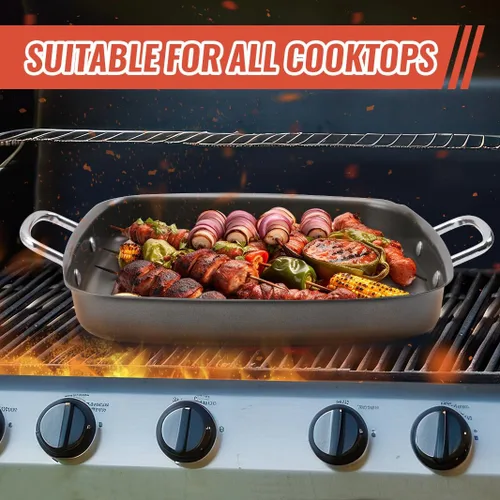 Miniatura 3 de Sartén para parrilla al aire libre – Sartén de parrilla de 11 pulgadas con asas, bandejas de parrilla para asar bandeja de barbacoa