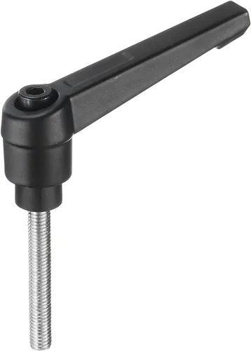 Miniatura 35 de uxcell Manija de palanca de sujeción ajustable M5 x 0.787 in óxido negro métrico acero al carbono macho roscado perillas de mano con botón