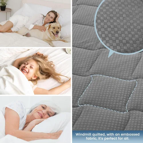 Miniatura 6 de SLEEP ZONE Protector de Colchón Impermeable Almohadilla Twin Lavable a Máquina, Cubrecolchón Transpirable con Bolsillos Profundos, Uso en Todas