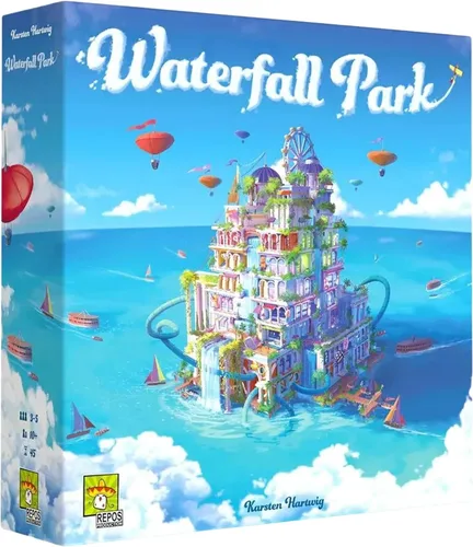 Juego de mesa Waterfall Park: ¡construye el mejor parque de atracciones! Juego de estrategia, divertido juego familiar para niños y adultos, a