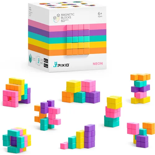 Miniatura 17 de PIXIO Lava - Juguete de construcción de bloques magnéticos pequeños en el estilo de arte de píxeles con aplicación gratuita, cubos de plástico