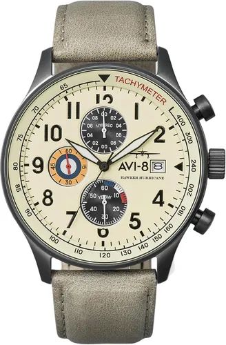 Miniatura 25 de Reloj analógico AV-4011 Hawker Hurricane, con mecanismo de cuarzo japonés, con correa de piel, de AVI-8