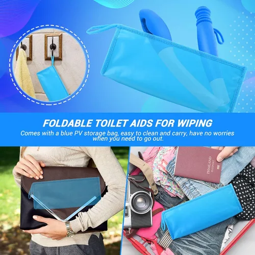 Miniatura 6 de Jhua Herramienta de limpiaparabrisas plegable para mujeres y hombres, ayuda para el inodoro para limpiar 15.7 pulgadas de largo, cómoda, ayuda