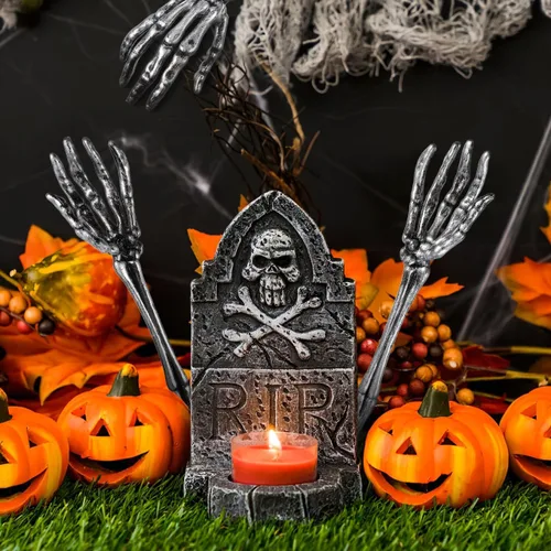 Miniatura 5 de DECHOUS 2 cucharas de ensalada de mano de esqueleto, cuchara de ensalada de plástico con garra de calavera de Halloween para servir vajilla