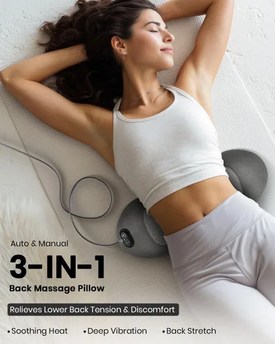 Miniatura 2 de Triple Fusion - Masajeador de espalda con estiramiento, vibración y calor, almohada lumbar eléctrica 3 en 1 para aliviar la tensión de la espalda