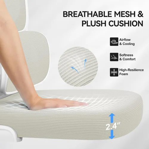 Miniatura 7 de ALLGOD Silla de oficina ergonómica, silla de escritorio de malla con soporte lumbar, silla de oficina en casa con respaldo alto con reposacabezas