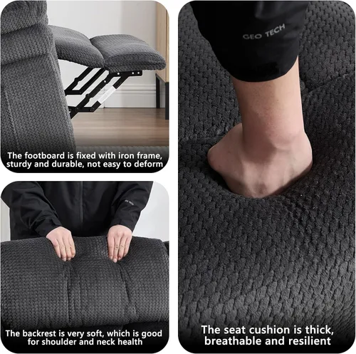 Miniatura 7 de CANMOV Juego de sofá reclinable, sofá biplaza reclinable manual y sofá de 3 plazas con reposabrazos sobrerelleno para sala de estar, muebles de Gris