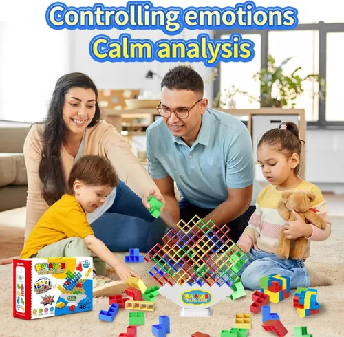 Miniatura 6 de Ziogogco 48 piezas de juguetes de juego, juego de bloques de equilibrio para apilar, perfecto para familia, fiestas, viajes, regalos para niños