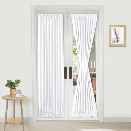 DWCN Cortinas para puerta francesa: cortina térmica con bolsillo para barra para puertas con ventana de vidrio, puertas de cocina y patio para