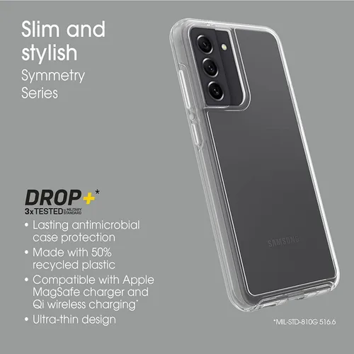 Miniatura 6 de OtterBox Funda para Galaxy S21 FE 5G (solamente) Symmetry Series, transparente, ultra suave, compatible con carga inalámbrica, bordes elevados que