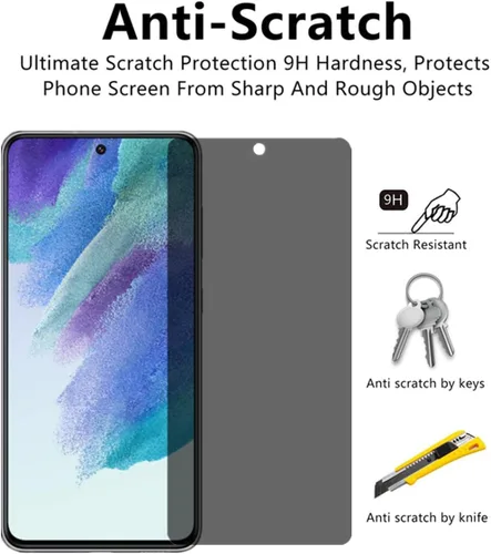 Miniatura 3 de Protector de pantalla antiespía para Galaxy S21 FE 5G (2022), vidrio templado, 2 unidades, fácil de instalar, protector de pantalla de vidrio