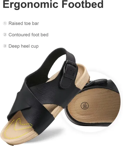 Miniatura 6 de Cubufly Sandalias para niños con tiras cruzadas y puntera abierta, zapatos de verano para uso en interiores y exteriores, para niños pequeños
