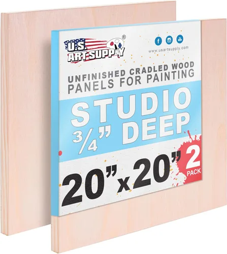 Miniatura 12 de U.S. Art Supply Paneles de madera acunados sin terminar para pintar, paquete de 5 tableros de lona de madera de abedul de estudio de 3/4 pulgadas