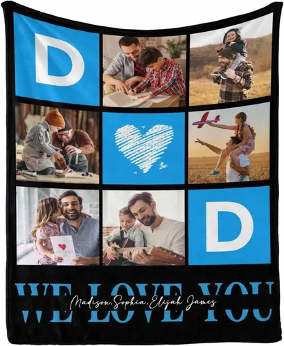 Miniatura 13 de InterestPrint Customized Blankets with Photos Gifts for Dad on Father's Day Birthday, Dad Blanket from Daughter Son Wife Personalized Throw Gifts