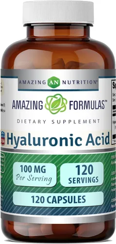 Cápsulas de ácido hialurónico 0,0035 oz (120 cápsulas), refuerza el tejido conectivp y las articulaciones, para tener una piel sana y joven, paquete
