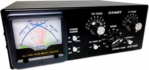 Comet Sintonizador manual de antena CAT-300 1.8-50 MHz 300W PEP HF/VHF Red a juego para uso de base y campo con medidor de potencia de aguja cruzada