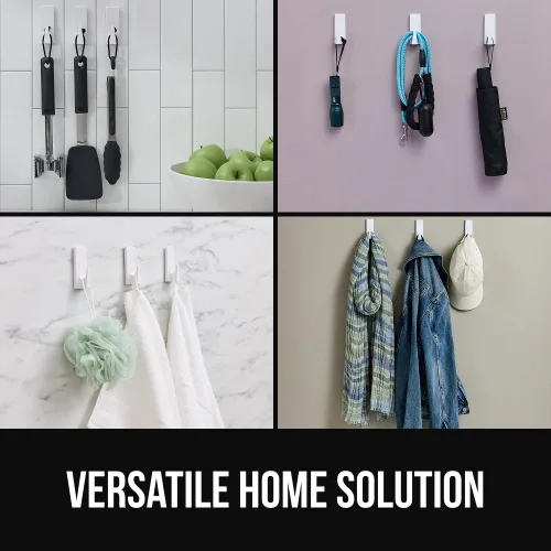 Miniatura 7 de GORILLA GRIP Ganchos de pared reutilizables resistentes para colgar, fácil de instalar, se pegan en el gancho adhesivo extraíble, sin daños