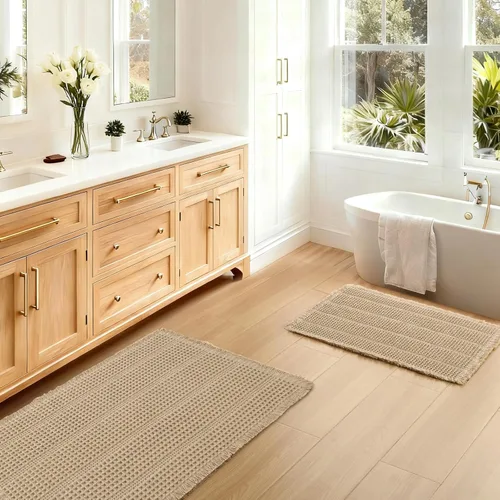 Miniatura 18 de JIUZHEN Tapete de Baño Mejorado con Diseño de Gofre Súper Absorbente Tapetes de Baño Antideslizantes Alfombras de Baño Lavables a Máquina de Secado
