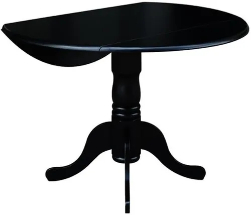 Miniatura 22 de IC International Concepts, mesa de comedor redonda de 42" con pedestal y dos alas plegables, madera maciza, Parawood resistente, color blanco