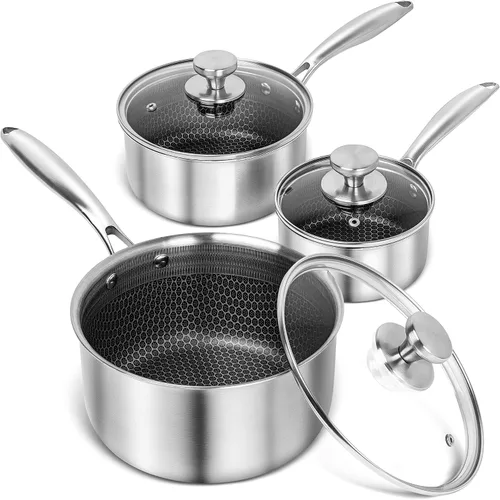Miniatura 9 de MICHELANGELO Cacerola de 1 cuarto de galón con tapa, sartén de acero inoxidable de triple capa premium con tapa, cacerola pequeña