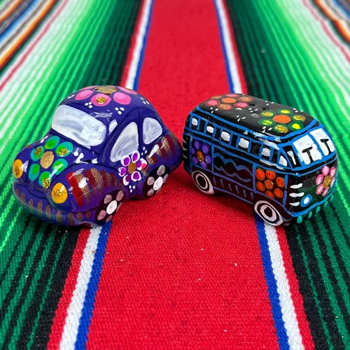 Miniatura 5 de FFX Artesania Salero mexicano – Diseño retro de los años 60 hippie artesano auto y mini autobús – Carrito y Autobús – Hecho a mano Saleros