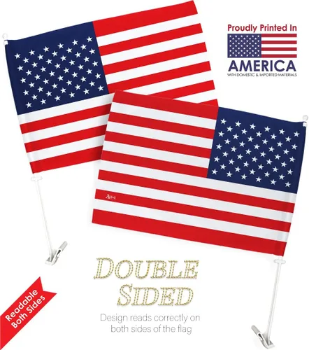 Miniatura 4 de Bandera de Estados Unidos con poste para coche, bandera para carros, 2 unidades, bandera de América, capó para auto, 4 de julio, decoración